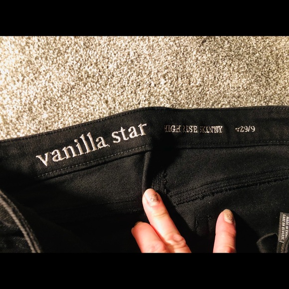 BLACK VANILLA STAR high rise Jeggings! Destructed Sz 9 - Picture 9 of 15